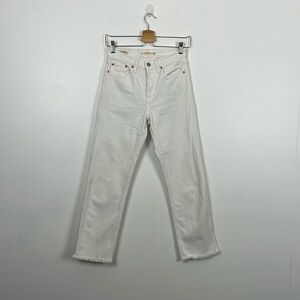 Levis Wedgie Straight Droit Jeans Womens 26 Button Fly 5 Pocket Raw Hem White